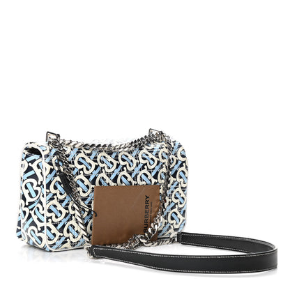 Burberry Lambskin Quilted Monogram TB Print Small Lola Bag Cobalt Black 3 of 9