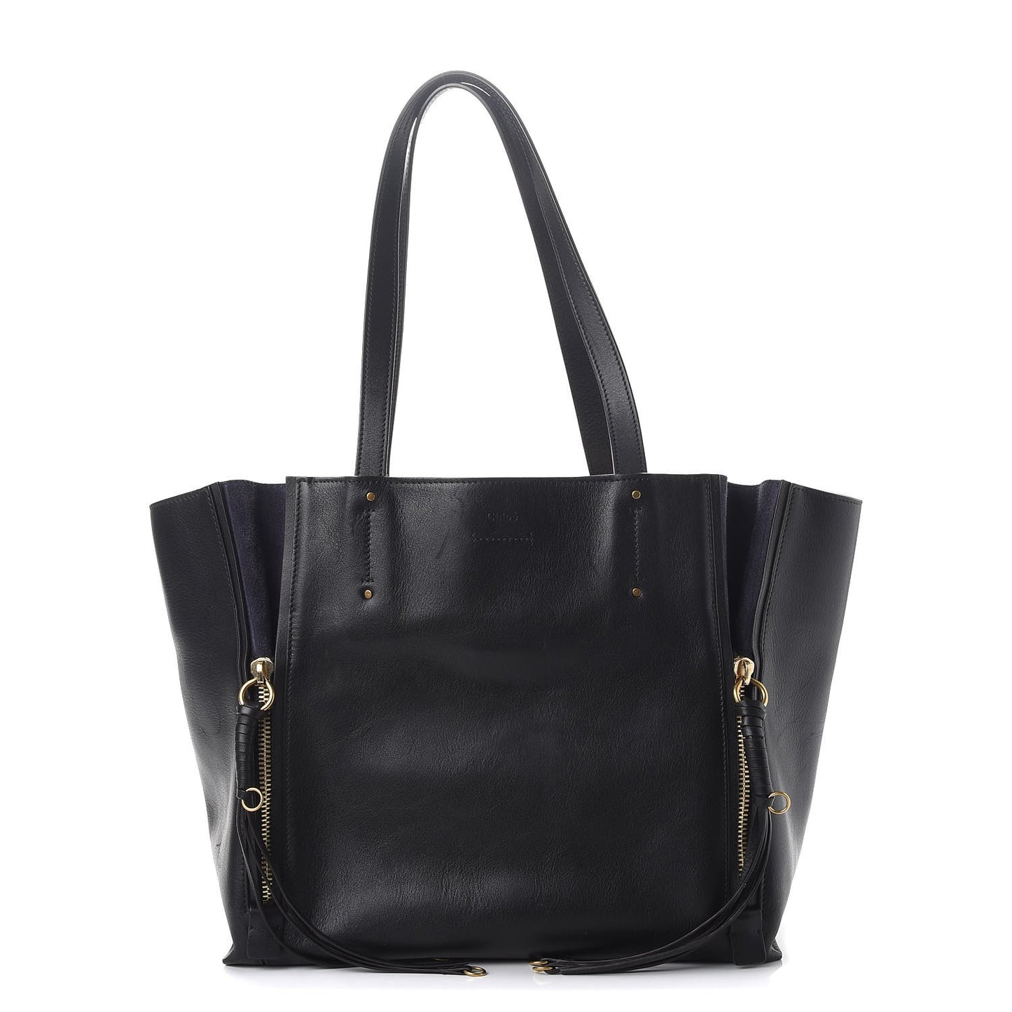 Smooth Calfskin Medium Milo Shopping Tote Black