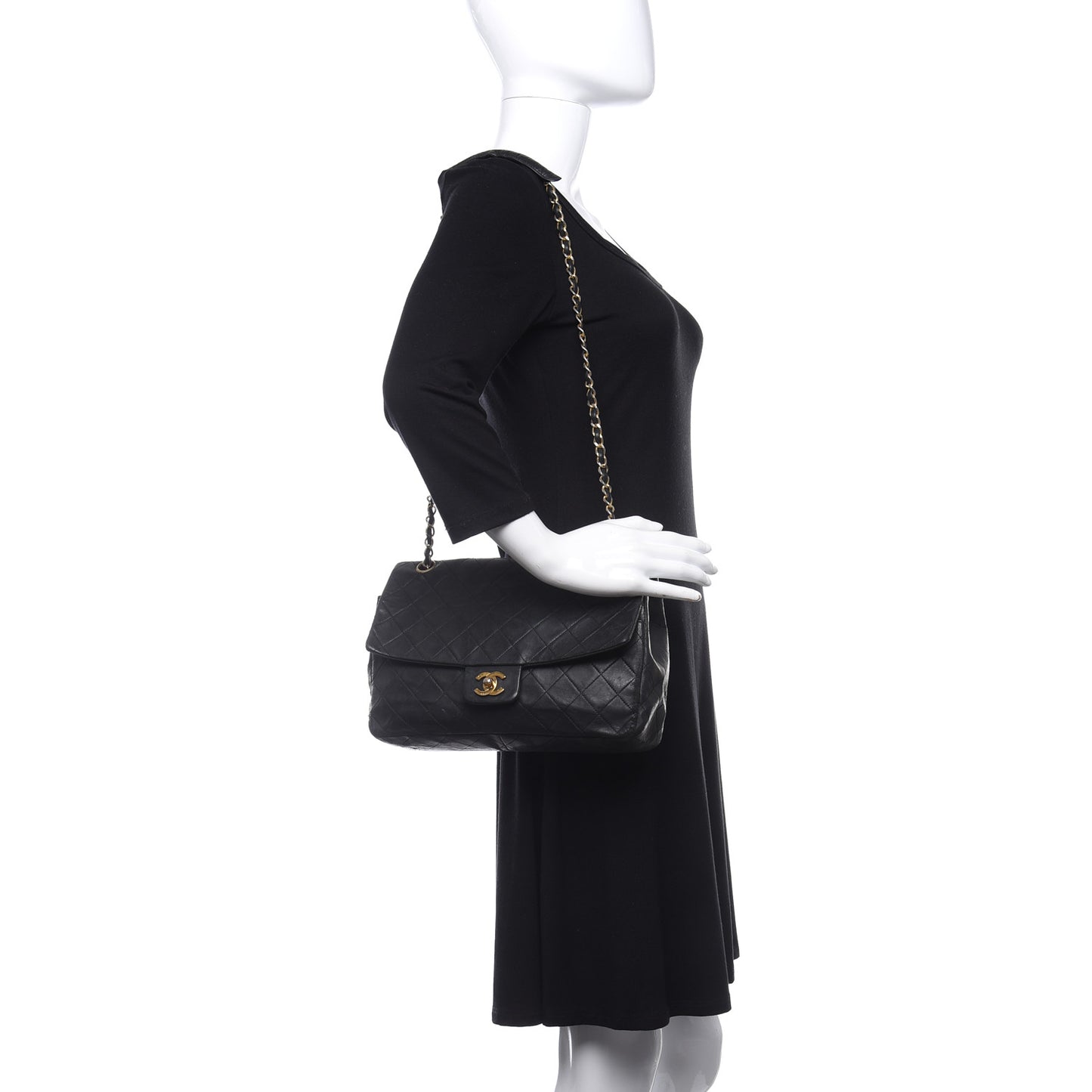 Lambskin Quilted Medium Single Flap Black
