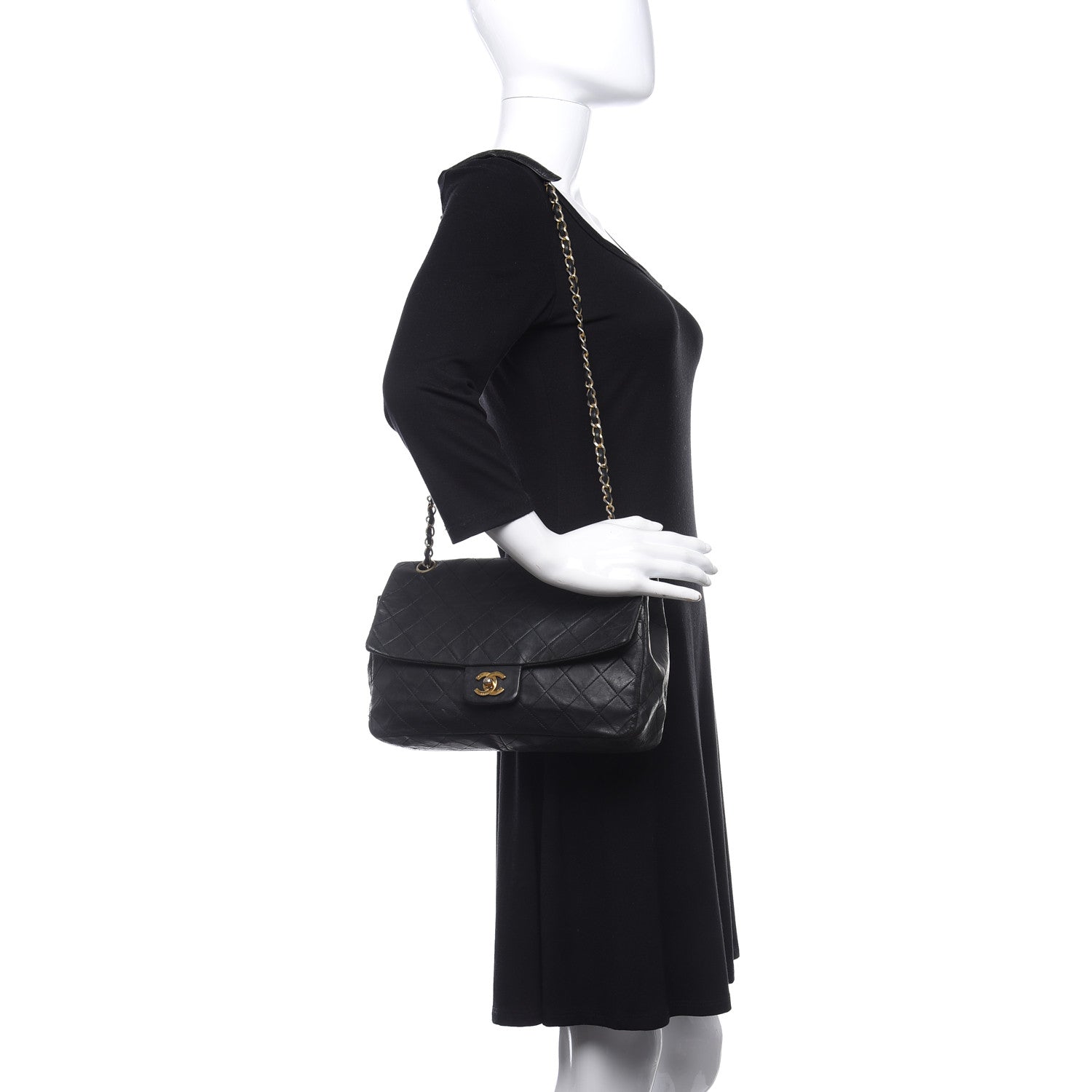 Chanel Lambskin Quilted Medium Single Flap Black 3 of 21