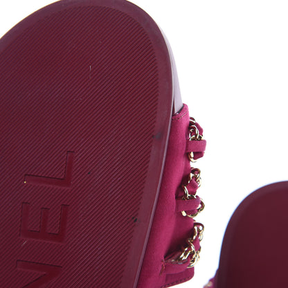 Chanel Satin Chain Flat Sandals 38 Dark Fuchsia 9 of 10