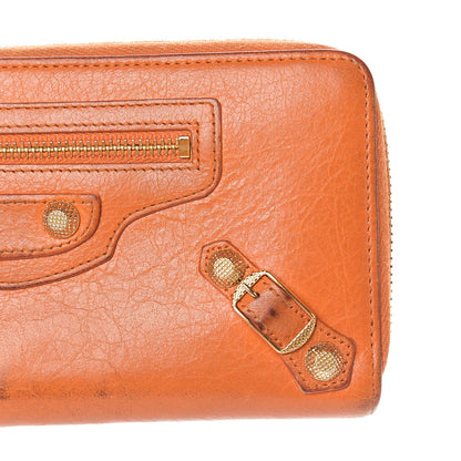 Balenciaga Agneau Classic Hardware Continental Zip Around Wallet Tangerine 11 of 15