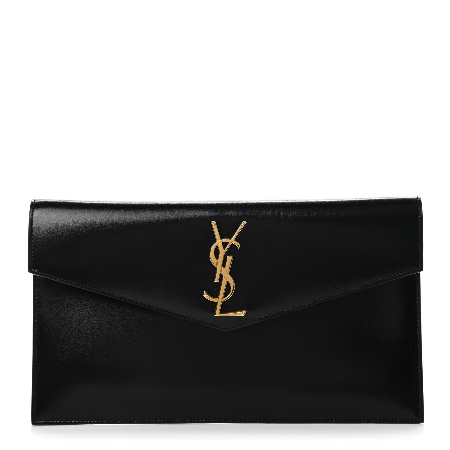Saint Laurent Smooth Shiny Calfskin Monogram Uptown Pouch Black 1 of 9