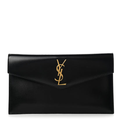 Saint Laurent Smooth Shiny Calfskin Monogram Uptown Pouch Black 1 of 9