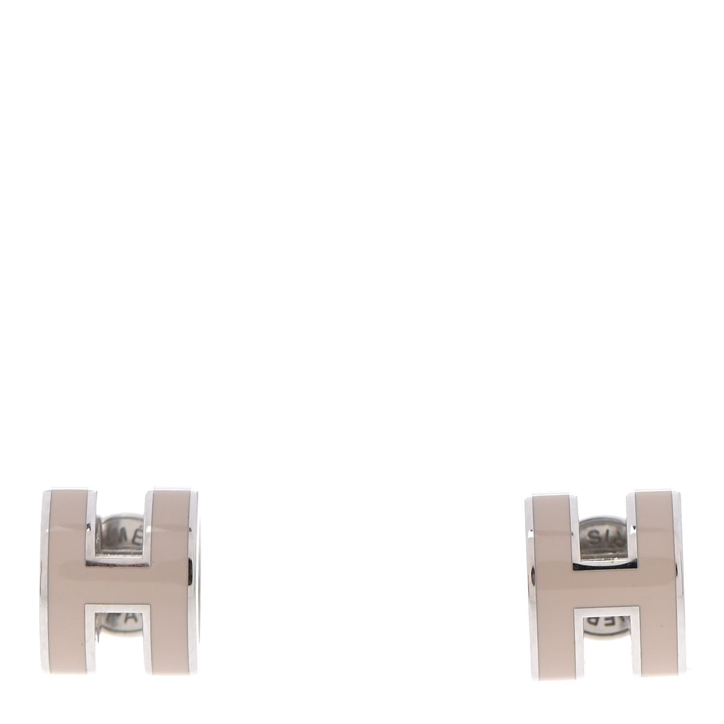 Palladium Lacquered Mini Pop H Earrings Marron Glace