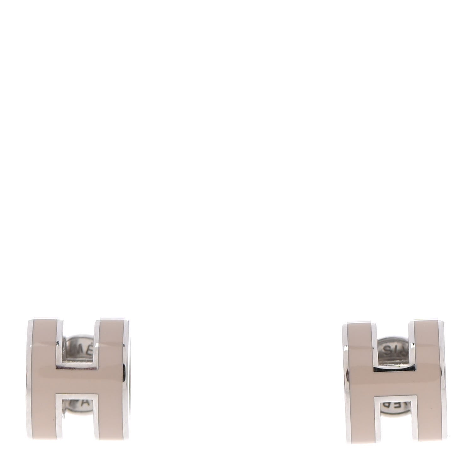 Hermes Palladium Lacquered Mini Pop H Earrings Marron Glace 1 of 7