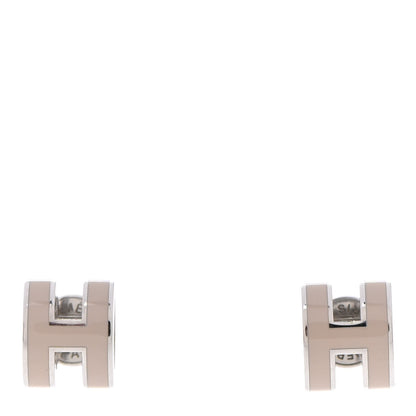 Hermes Palladium Lacquered Mini Pop H Earrings Marron Glace 1 of 7