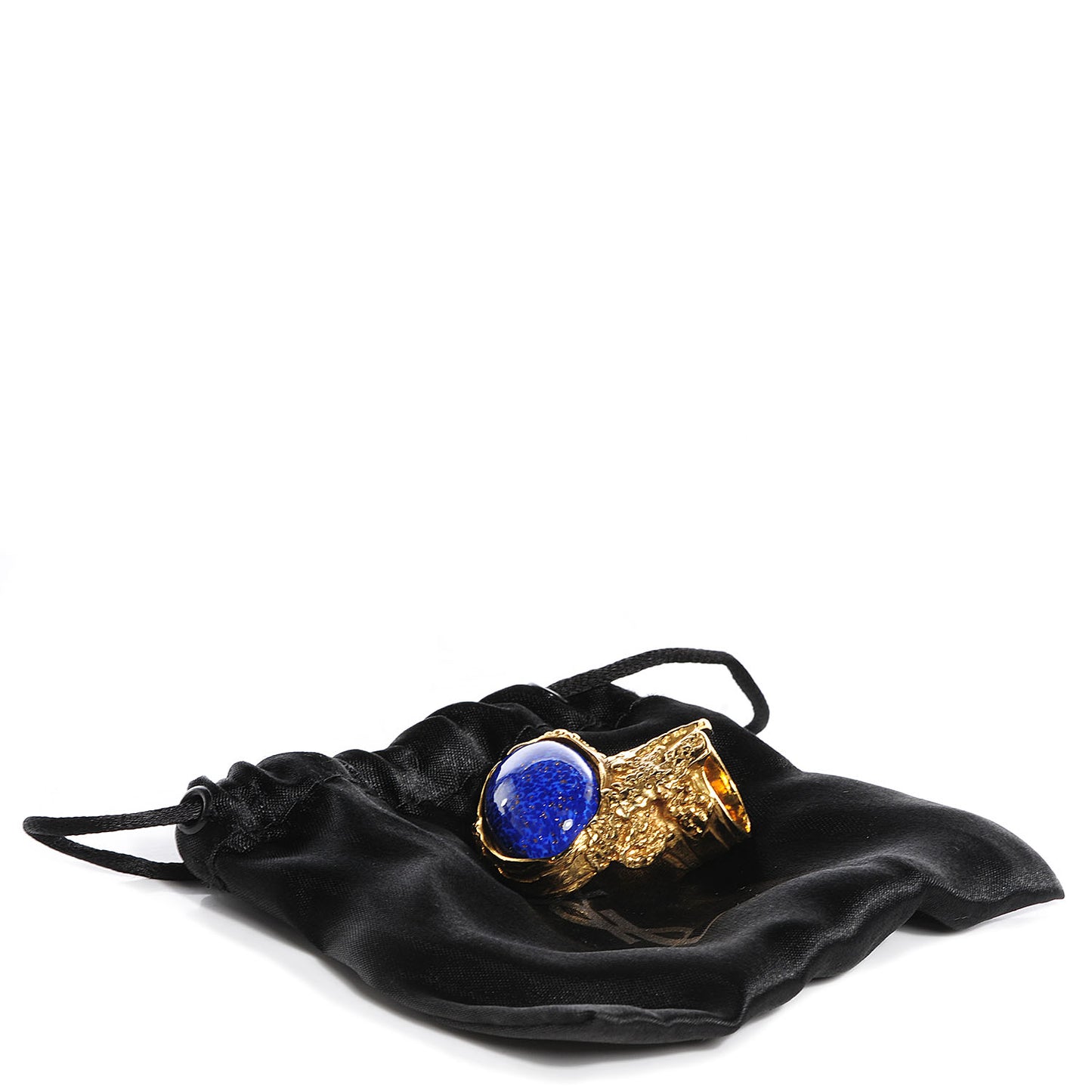 Glass Cabochon Arty Ovale Ring 5 Gold Lapis