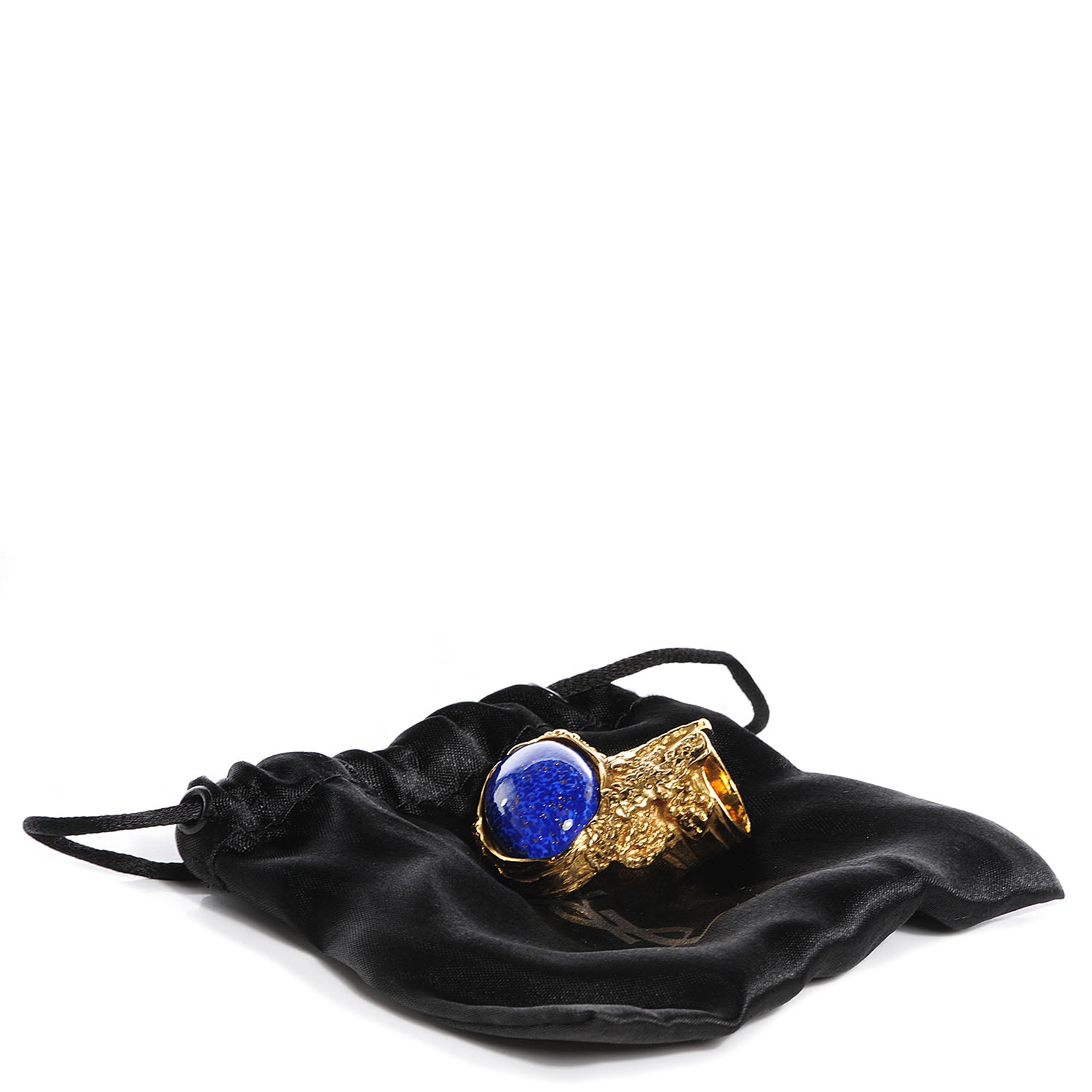 Saint Laurent Glass Cabochon Arty Ovale Ring 5 Gold Lapis 4 of 4