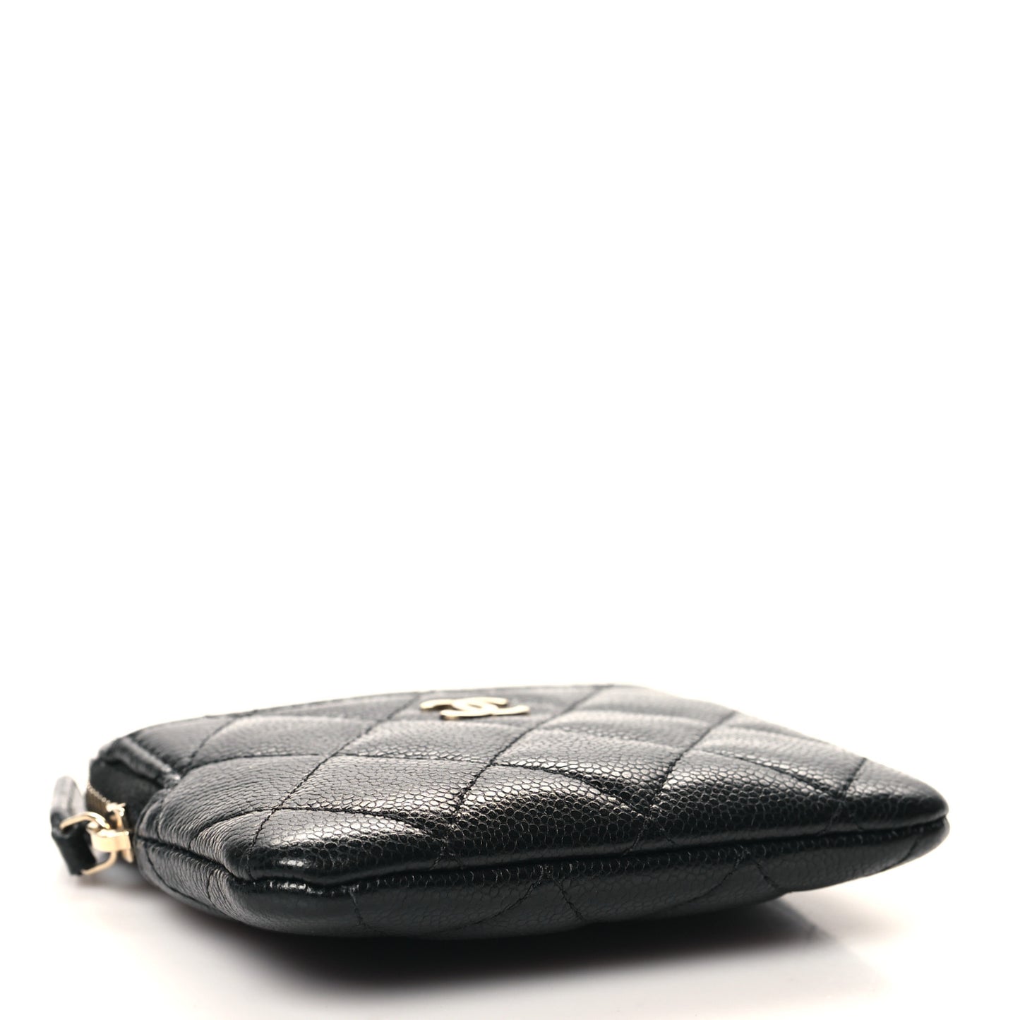 Caviar Quilted Zip Card Holder Wallet Black