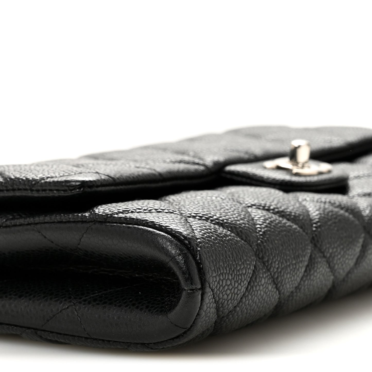 Caviar Quilted Clutch With Chain Flap Black