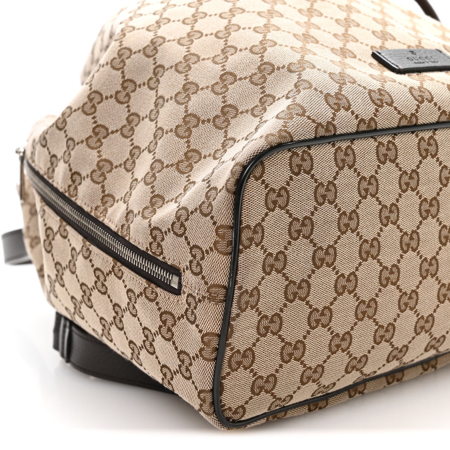 Monogram Dollar Calfskin O Drawstring Backpack Beige Ebony Testa di Moro Dark Chocolate