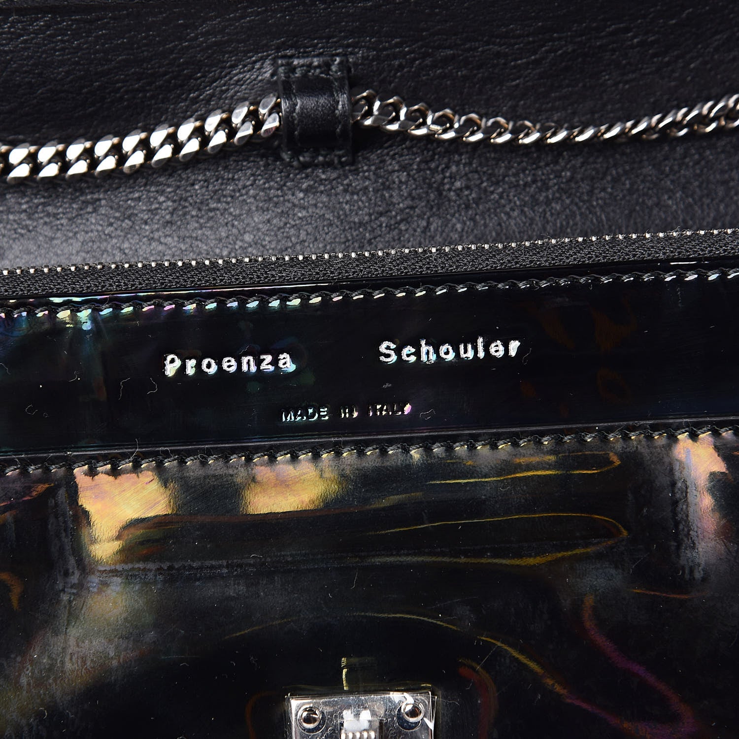 Proenza Schouler PS11 Holographic Patent Chain Wallet Oil Slick 6 of 9