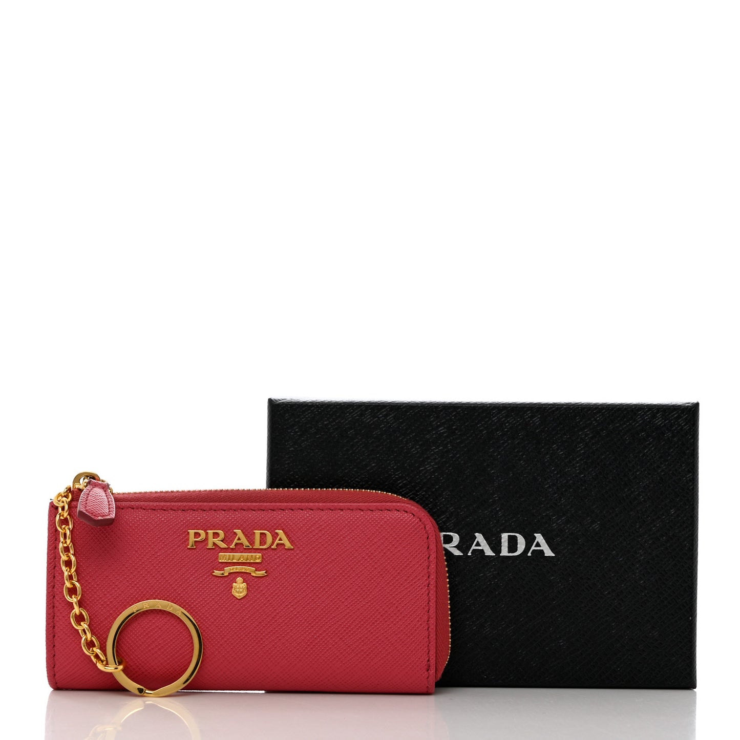 Saffiano Metal Zip Around Key Holder Peonia
