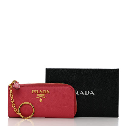 Prada Saffiano Metal Zip Around Key Holder Peonia 10 of 10