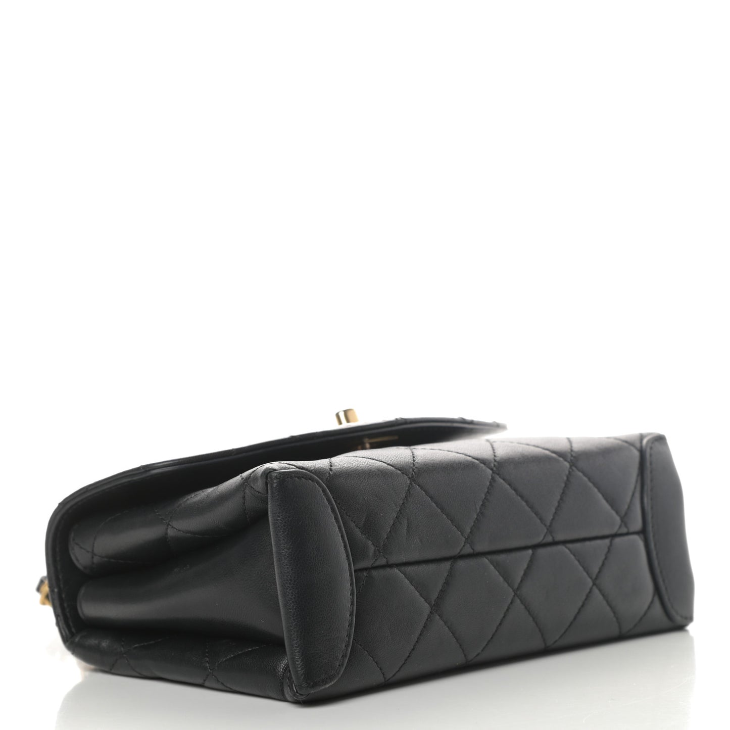 Lambskin Quilted Mini Trendy Spirit Top Handle Flap Black
