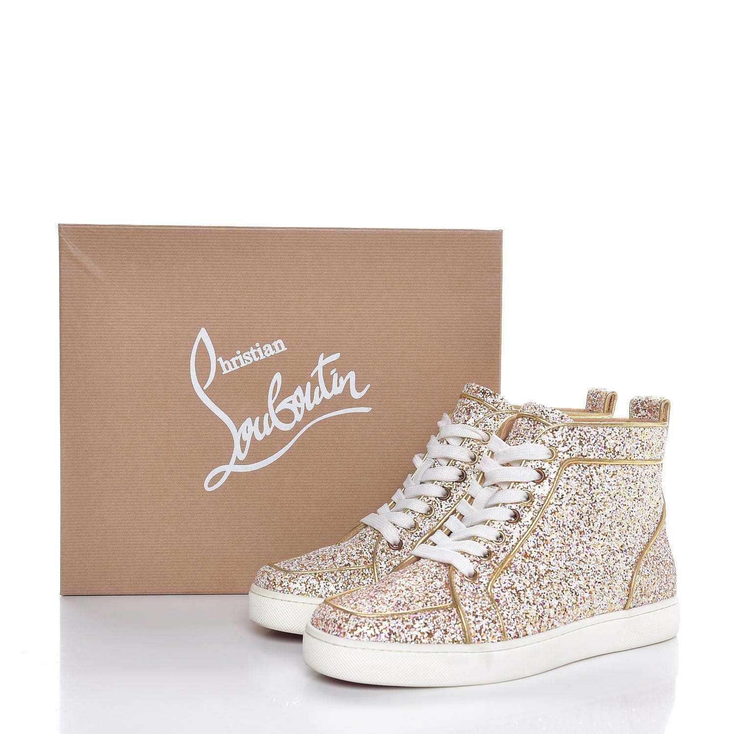 Christian Louboutin Glitter Nappa Rantus Orlato Sneakers 38 Multi Gold 12 of 12