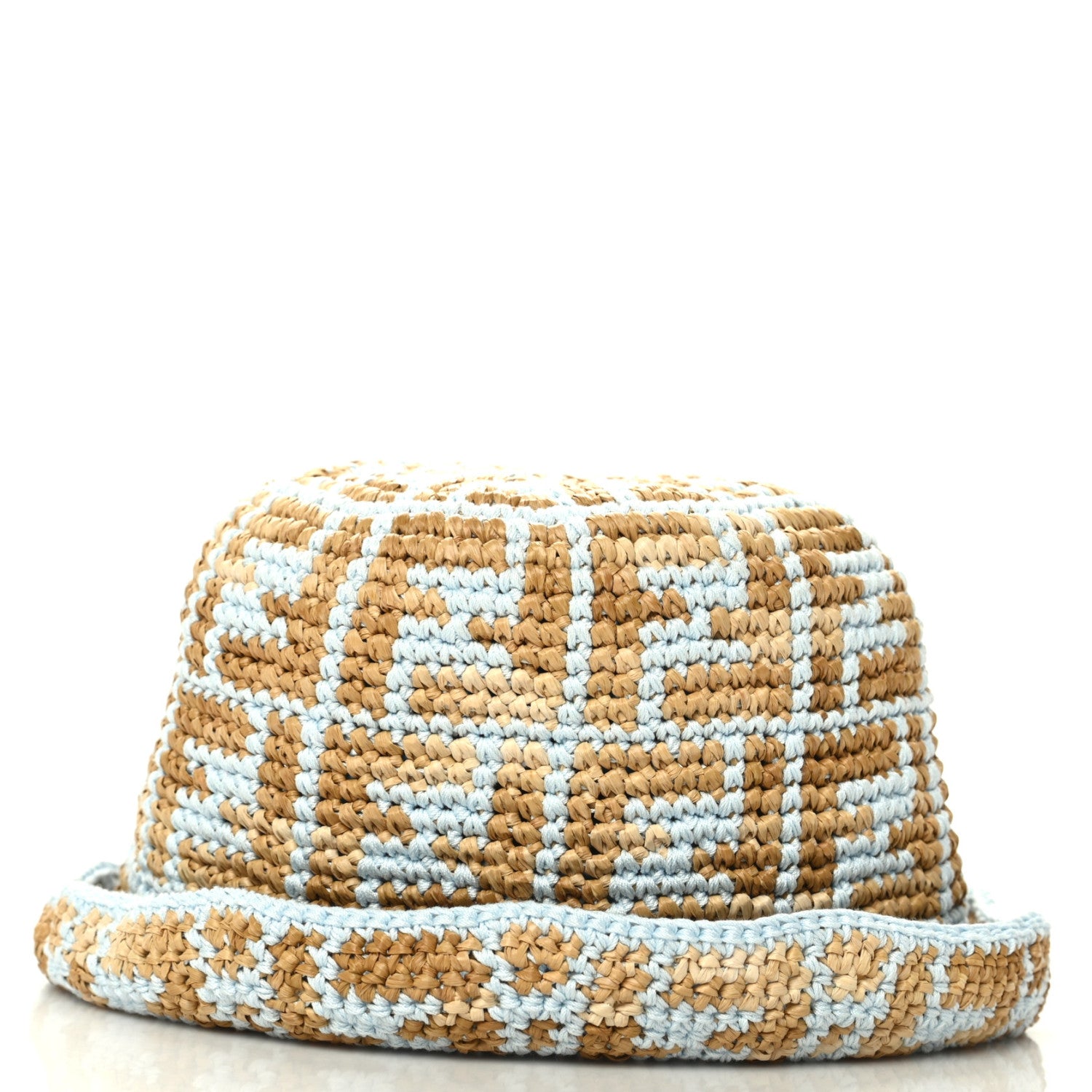 Fendi Cotton Rayon FF Woven Bucket Hat M/L Light Blue 3 of 7