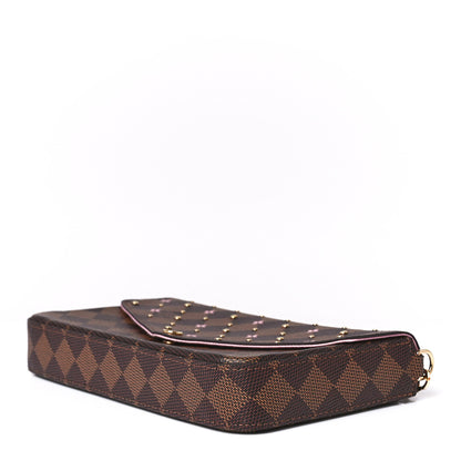Louis Vuitton Damier Ebene Studded Pochette Felicie Chain Wallet 12 of 15