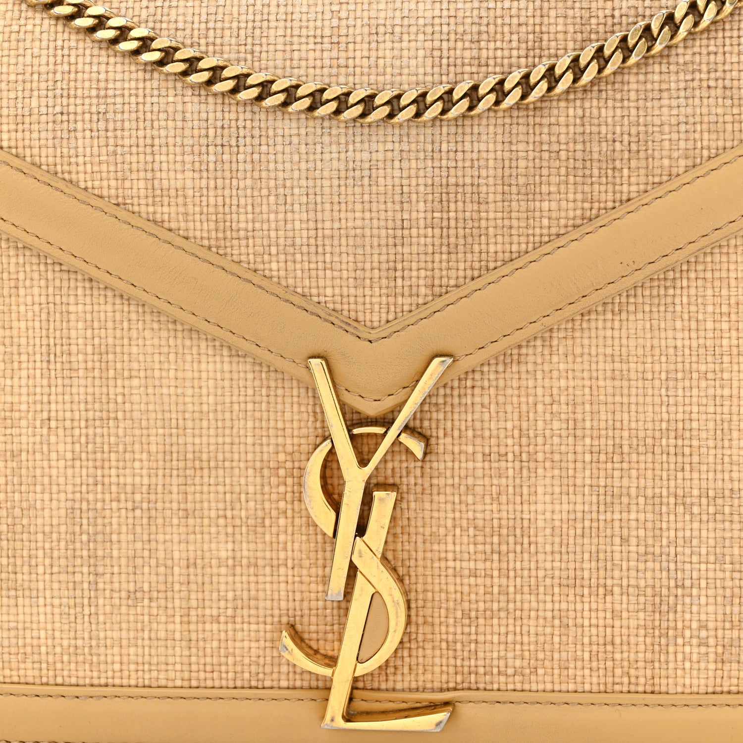 Saint Laurent Canvas Calfskin Classic Monogram Cassandra Clasp Bag Grege Brown Gold 8 of 12
