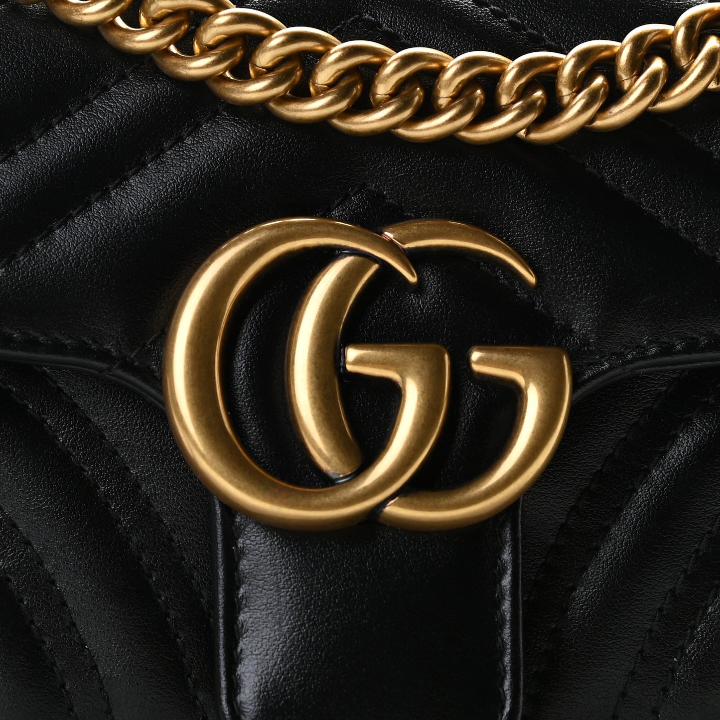 Calfskin Matelasse Mini GG Marmont Shoulder Bag Black