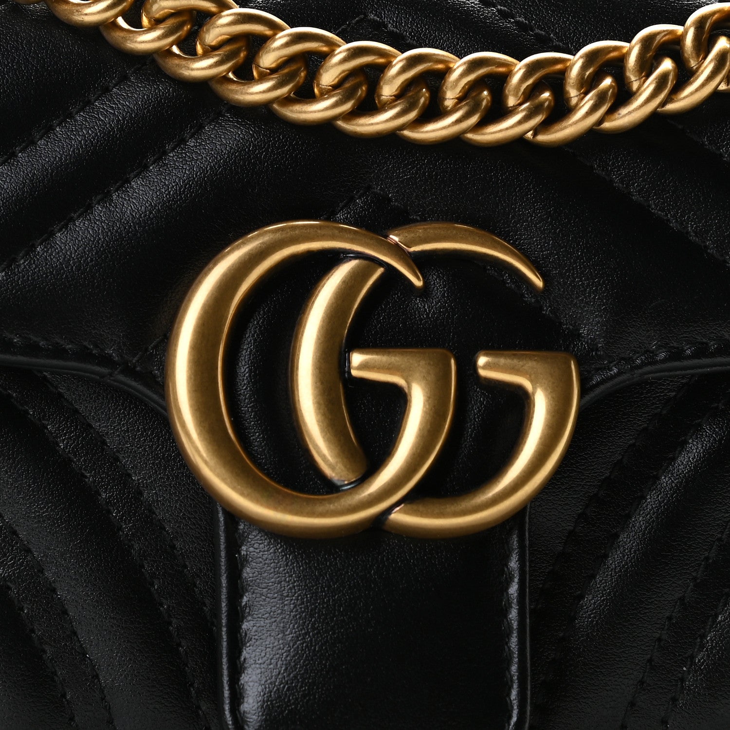 Gucci Calfskin Matelasse Mini GG Marmont Shoulder Bag Black 7 of 8