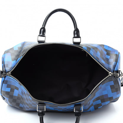Louis Vuitton Damier Graphite Pixel Keepall Bandouliere 50 Blue 4 of 8