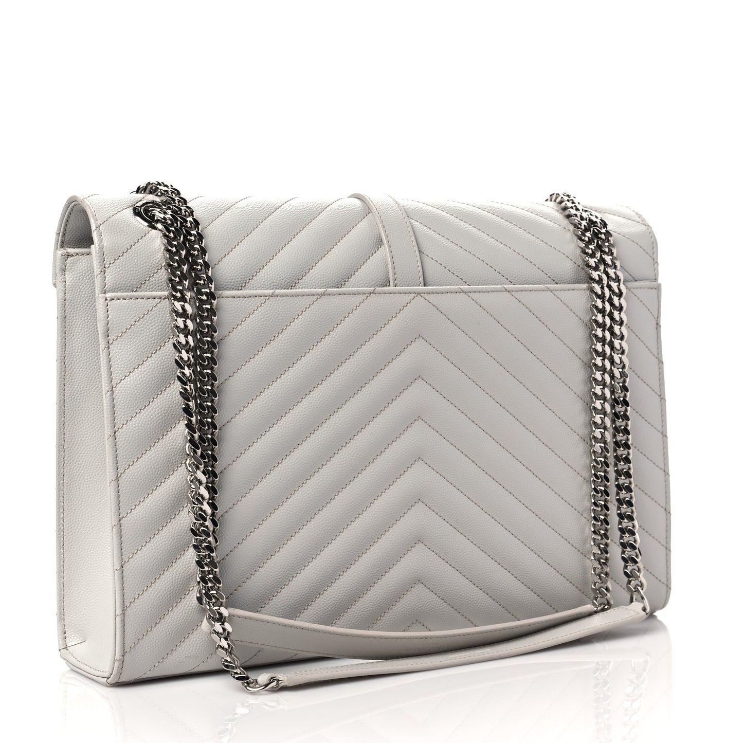 Grain De Poudre Matelasse Chevron Large Monogram Satchel Light Grey