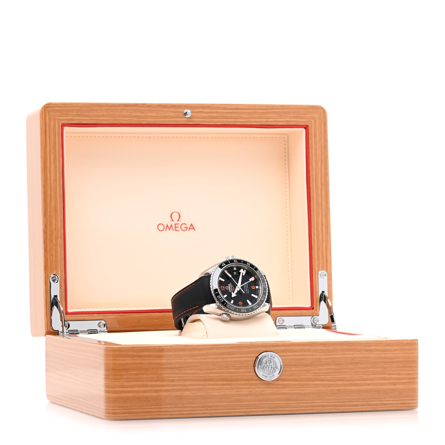 Omega Stainless Steel Calfskin 43mm Seamaster Planet Ocean GMT Co-Axial Chronometer Automatic Watch Black 232.32.44.22.01.002 5 of 5