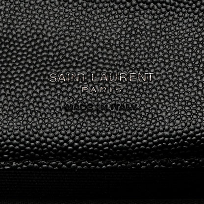 Saint Laurent Grain De Poudre Matelasse Chevron Monogram Monochrome Envelope Clutch Black 6 of 7