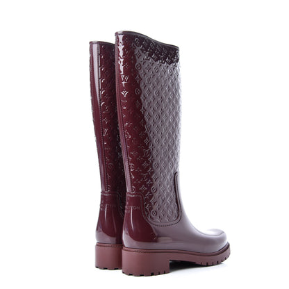 Louis Vuitton Rubber Embossed Monogram Splash Rain Boots 37 Burgundy 4 of 9