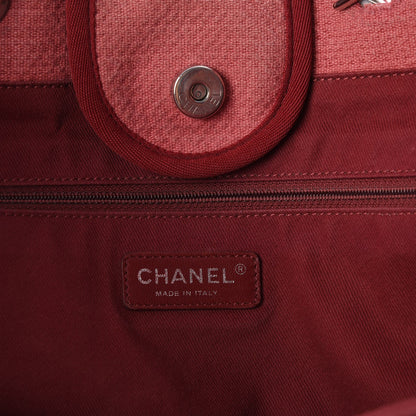 Chanel Canvas Large Deauville Tote Red 7 of 11
