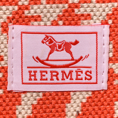 Hermes Toile Canvas Barenia Childrens Animaux Pixel Backpack Red White Orange 6 of 11
