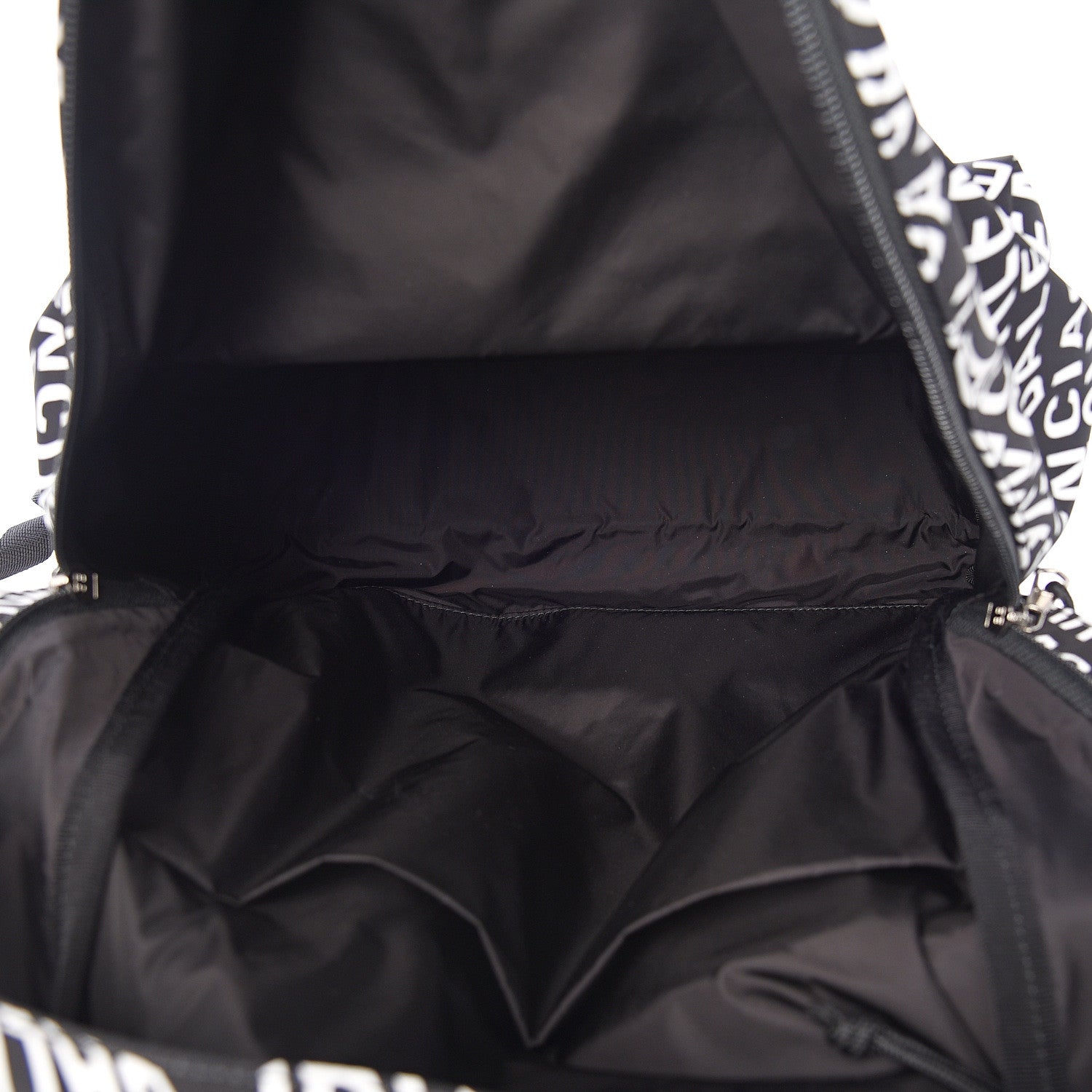 Balenciaga Nylon Wave Logo Printed Wheel Backpack Black White 4 of 10
