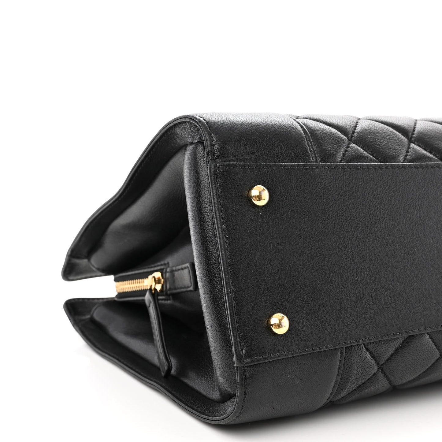 Sheepskin Quilted Mademoiselle Vintage Shopping Tote Black
