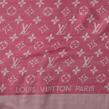 Louis Vuitton Silk Wool Monogram Denim Shawl Pivoine 1 of 5