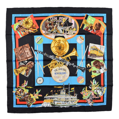 Hermes Silk New Orleans Creole Jazz Scarf 90 1 of 5