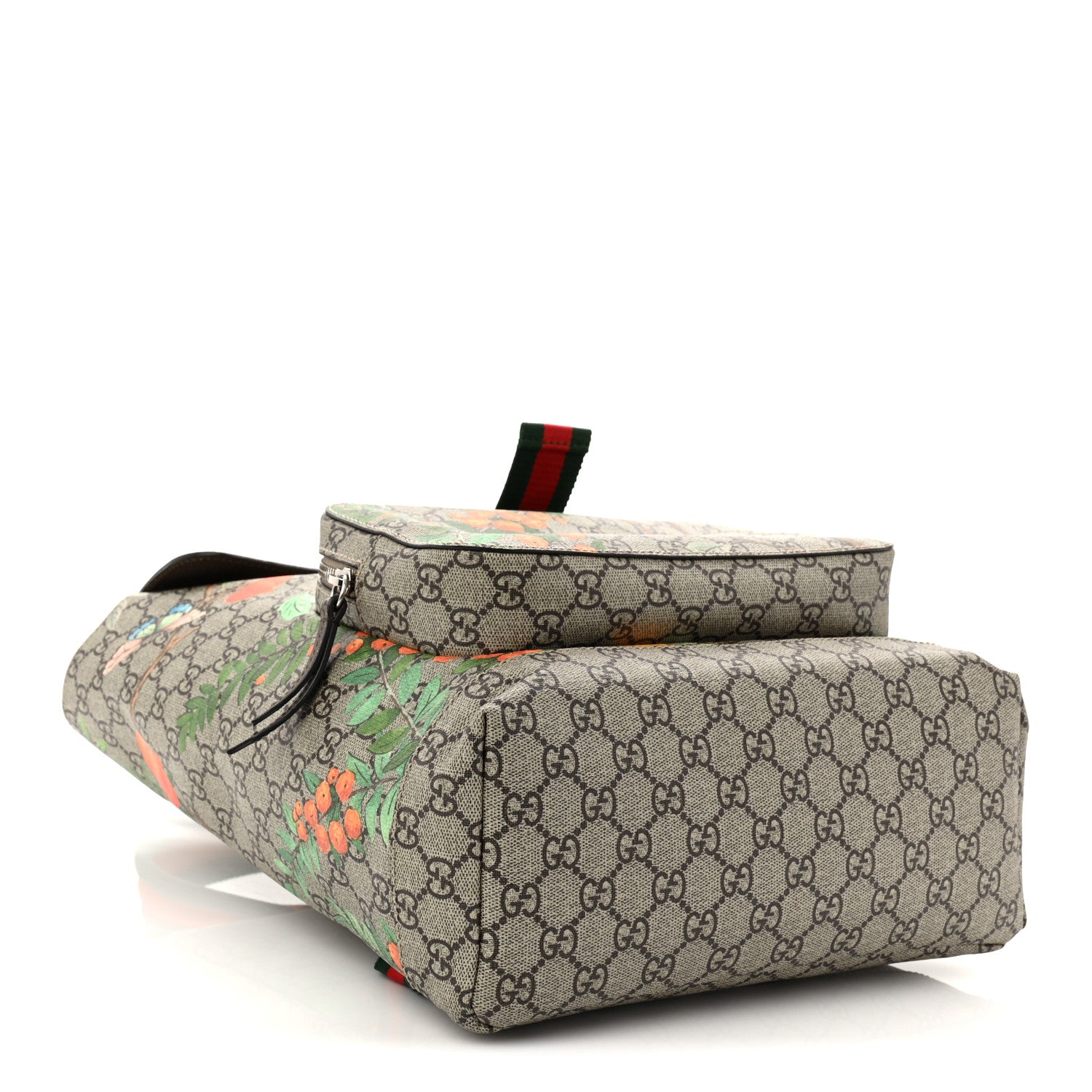 Gucci GG Supreme Monogram Tian Web Single Buckle Backpack Beige Multicolor New Acero 4 of 11