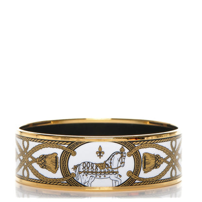 Hermes Enamel Printed Wide Grand Apparat Bracelet 62 White 1 of 5