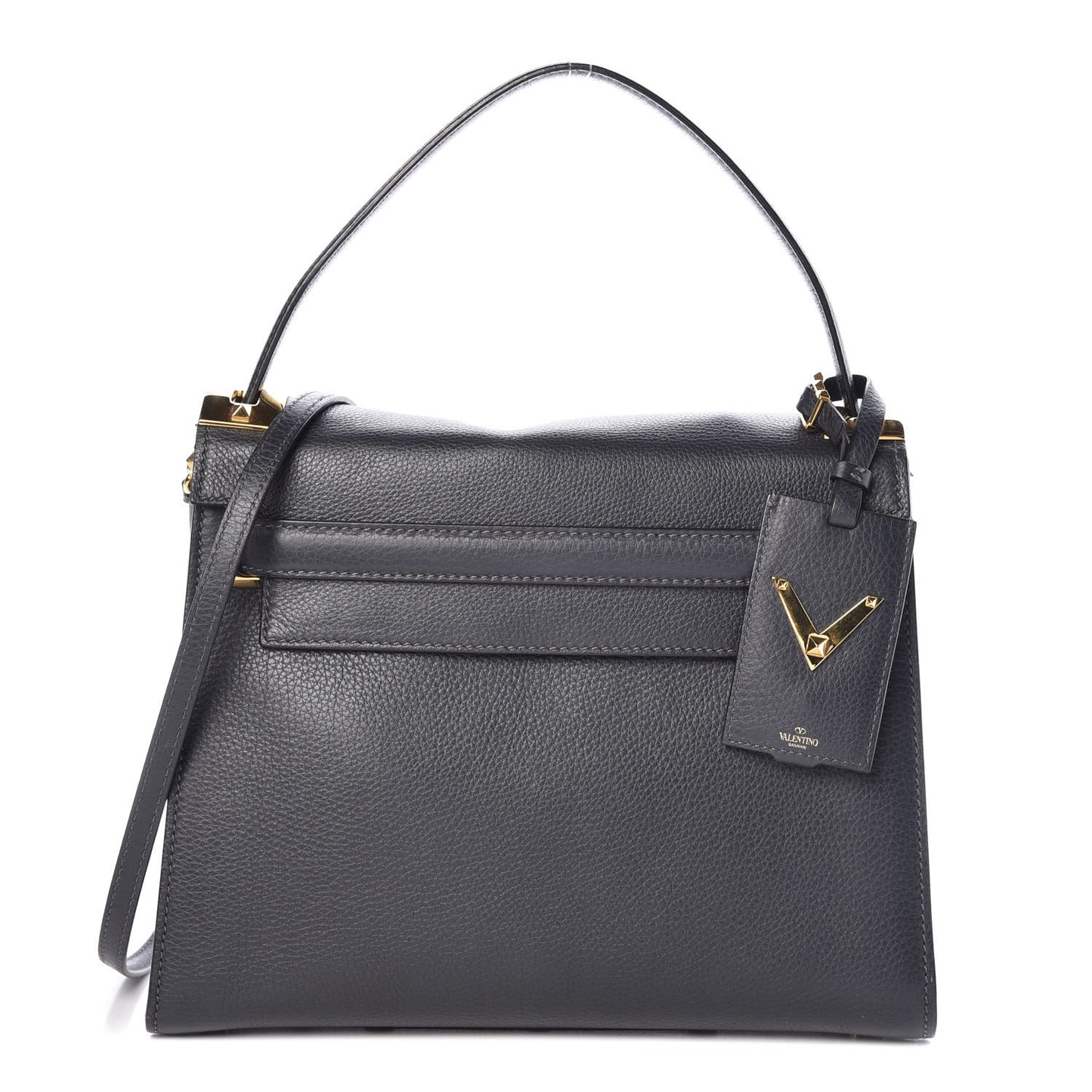 Grained Calfskin Medium My Rockstud Frame Bag Dark Grey