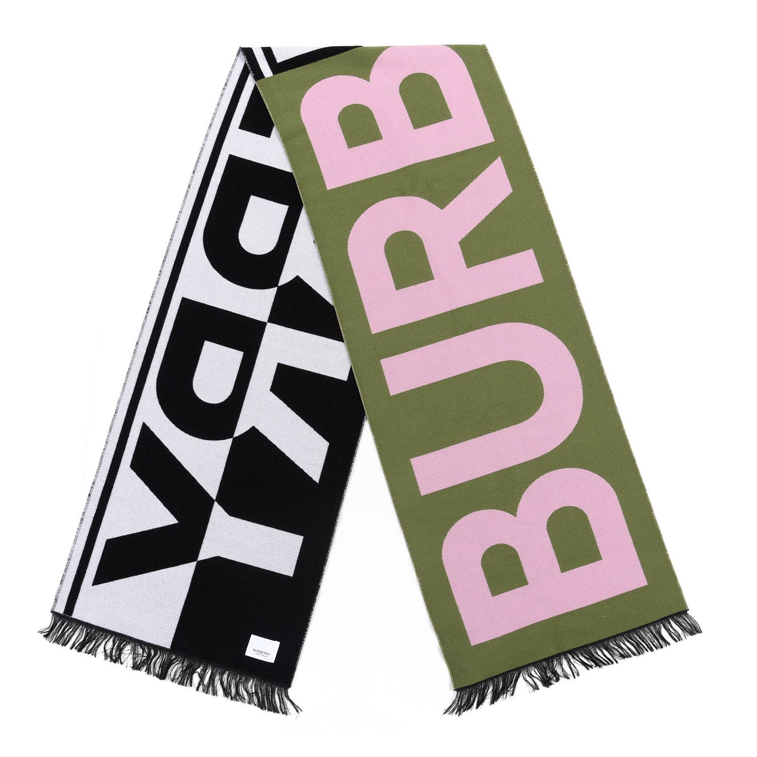 Burberry Wool Silk Jacquard Logo Scarf Cedar Green 4 of 4