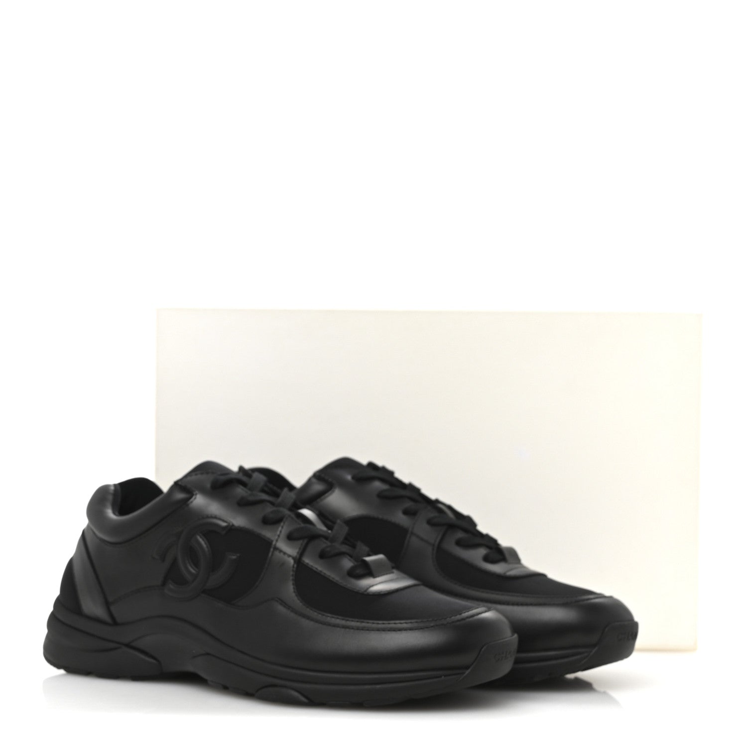 Chanel Lambskin Fabric CC Uniform Mens Sneakers 44 Black 9 of 9