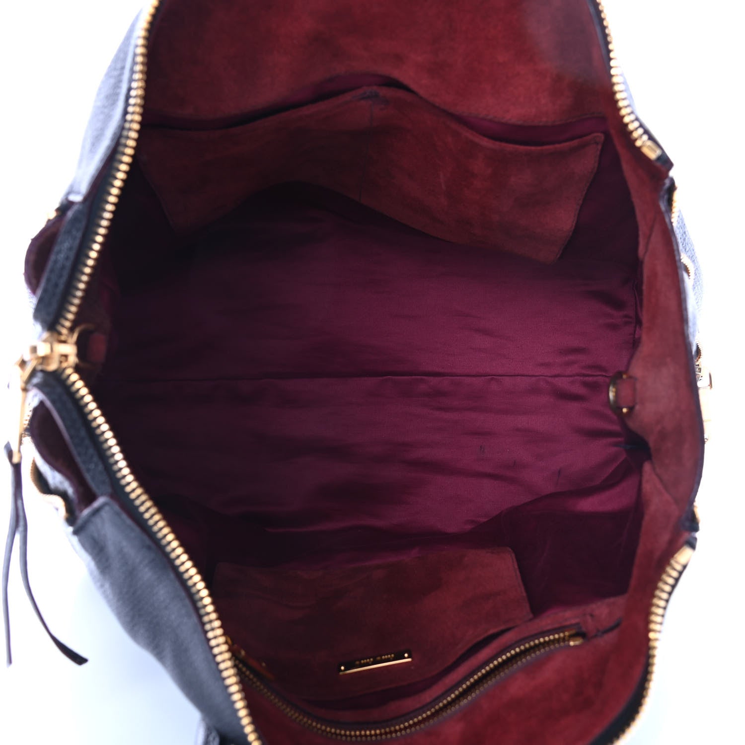 Miu Miu Goatskin Madras Zip Tote Black 4 of 8