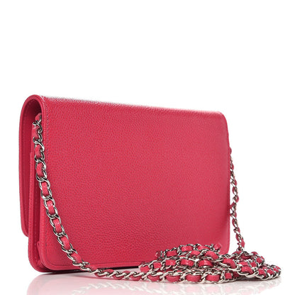 Chanel Caviar Timeless CC Wallet On Chain WOC Dark Pink 3 of 9
