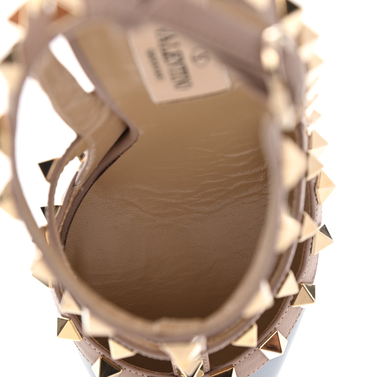 Calfskin Nappa Rockstud Ankle Strap 100mm Pumps 37 Water Sky Poudre
