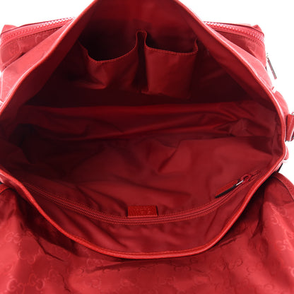 Gucci Nylon Monogram Double Buckle Flap Messenger Bag Vibrant Red 5 of 10