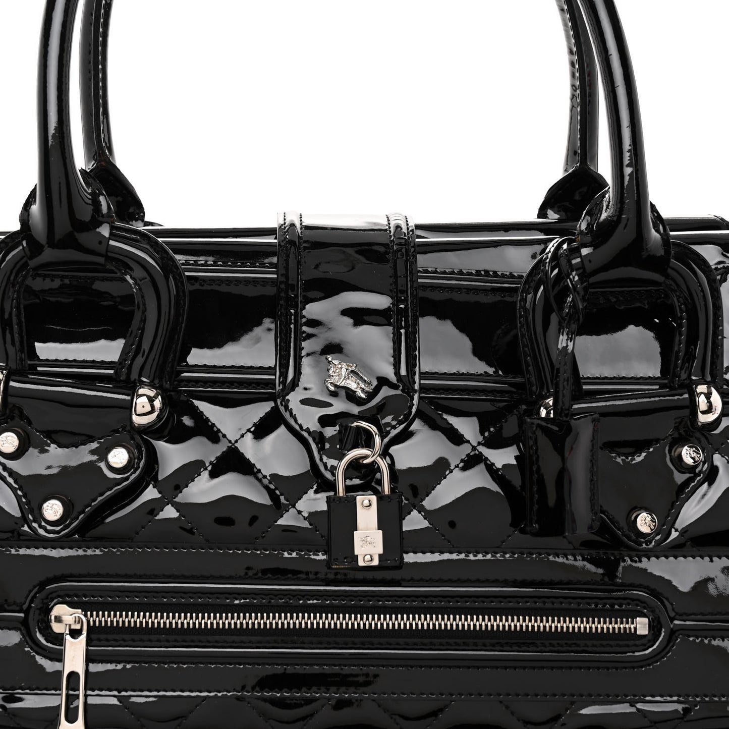Patent Quilted Large Manor Tote Black
