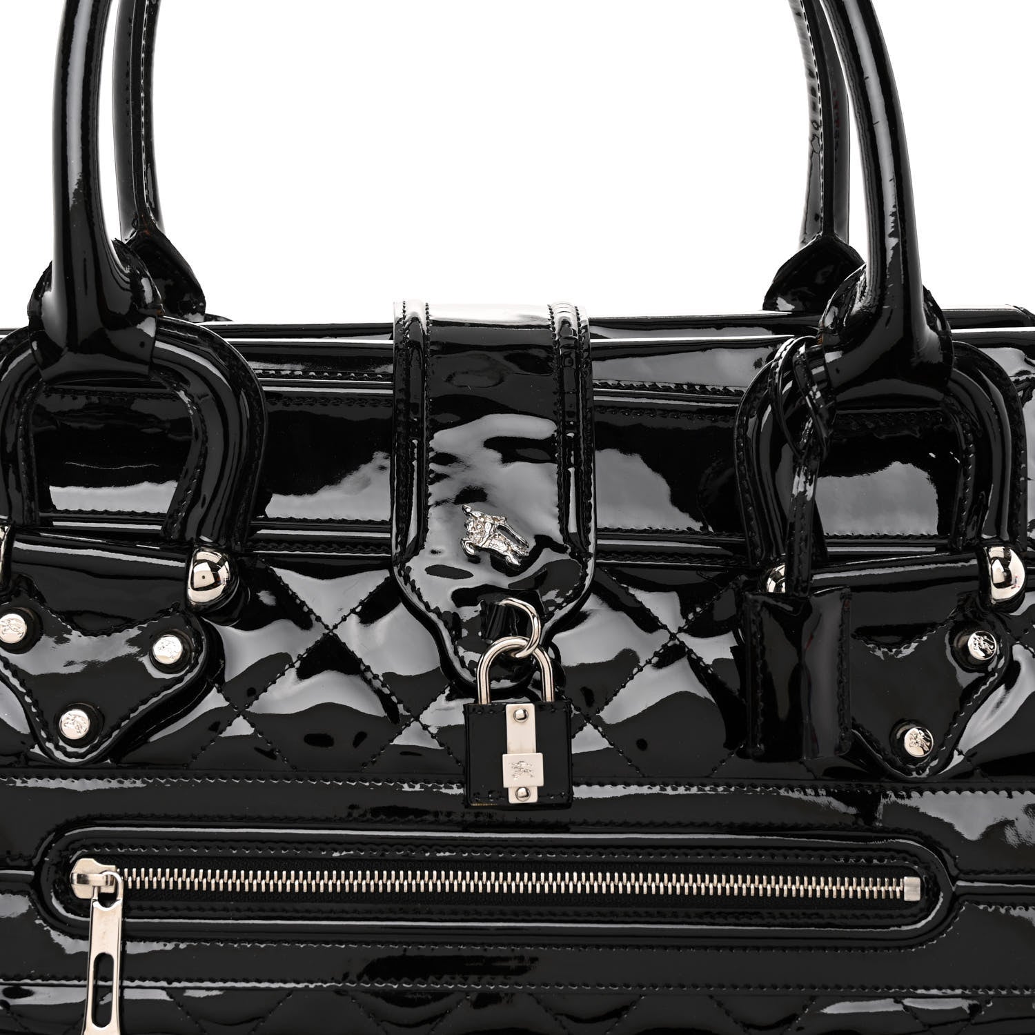 Burberry Patent Quilted Large Manor Tote Black 8 of 14