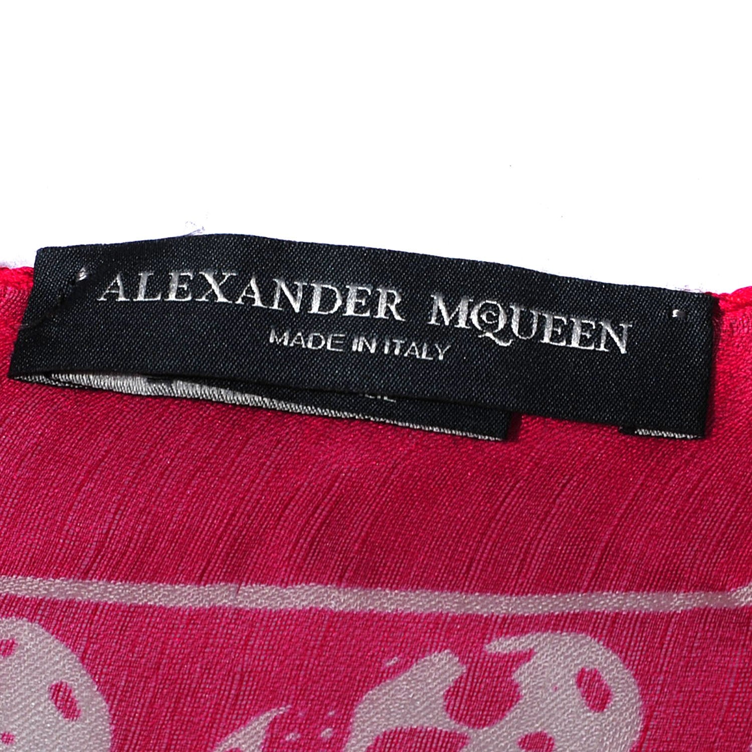 Alexander McQueen Silk Chiffon Skull Scarf Fuxia 5 of 7