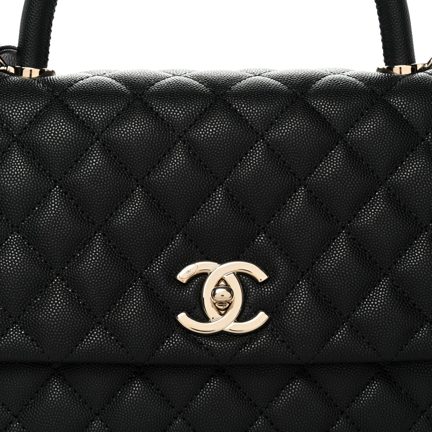 Caviar Quilted Small Coco Handle Flap Black